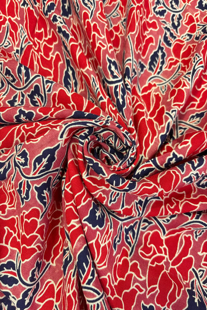 Kalamkari Inspired Hand Block Printed Rayon Fabric