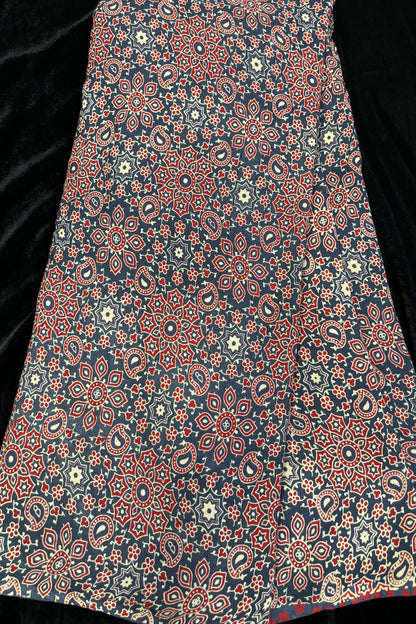 Geometric Ajrak Inspired Hand Block Printed Rayon Fabric