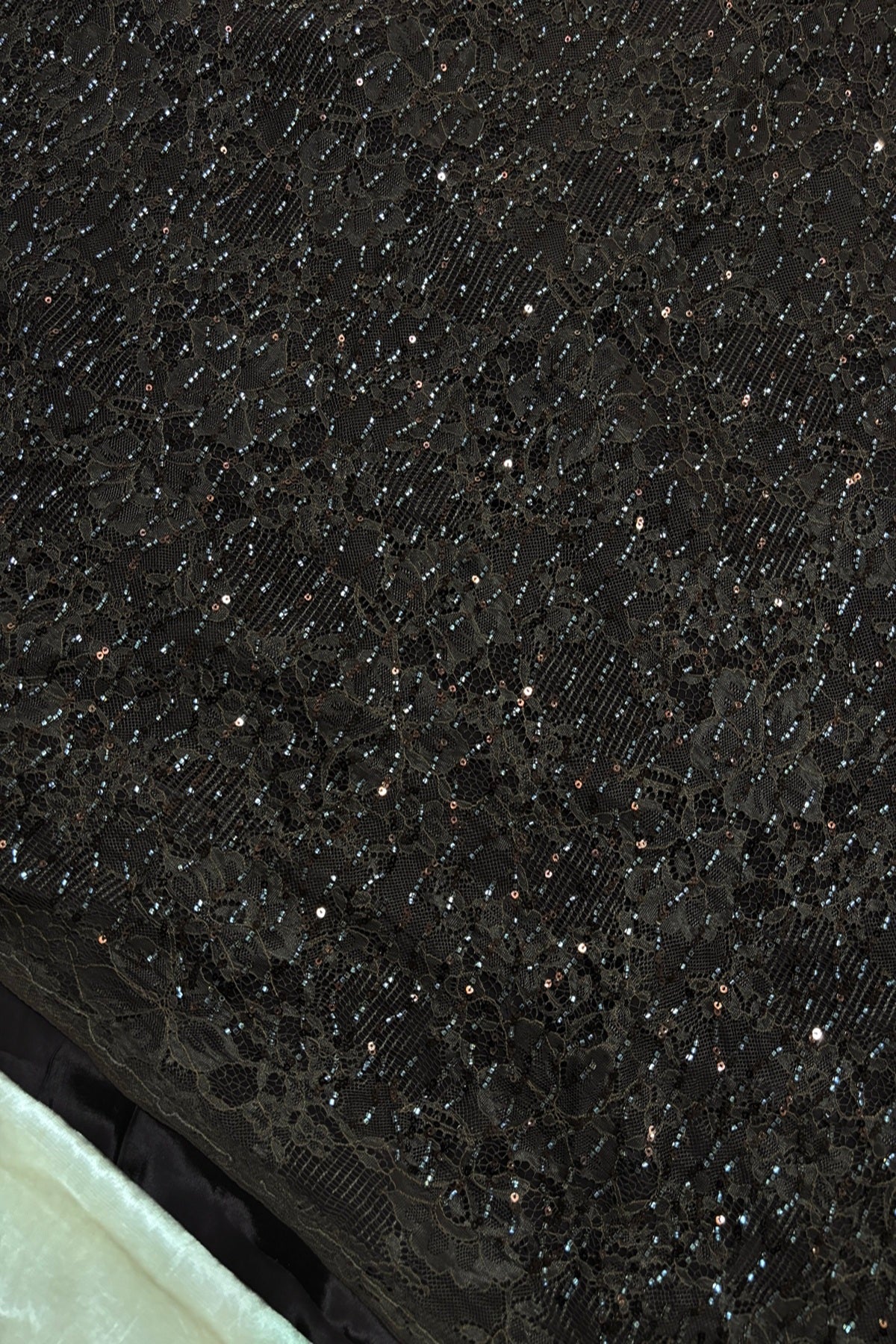 Linear Sequin & Cut Bead Embroidered Bridal Lace Braso Net Fabric
