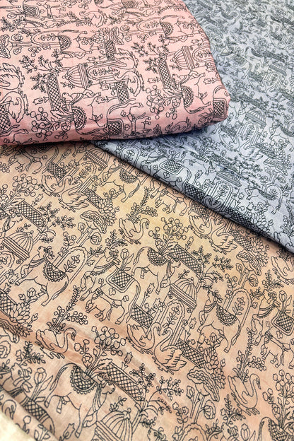 Pichwai Inspired Black Thread Embroidered Pure Tussar Fabric