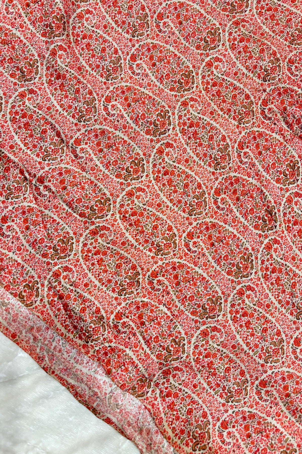 Paisley Motifs Inspired Printed Mogra Chanderi Fabric