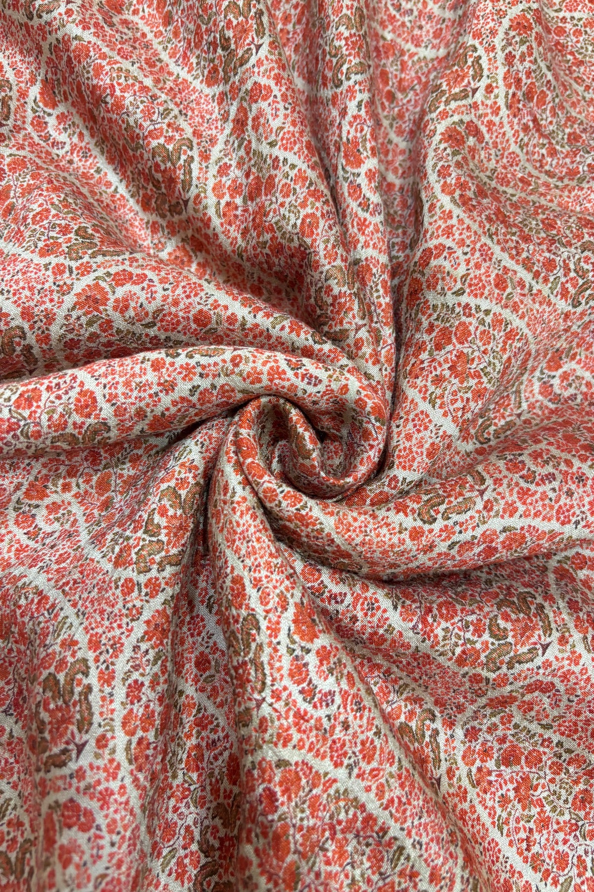 Paisley Motifs Inspired Printed Mogra Chanderi Fabric
