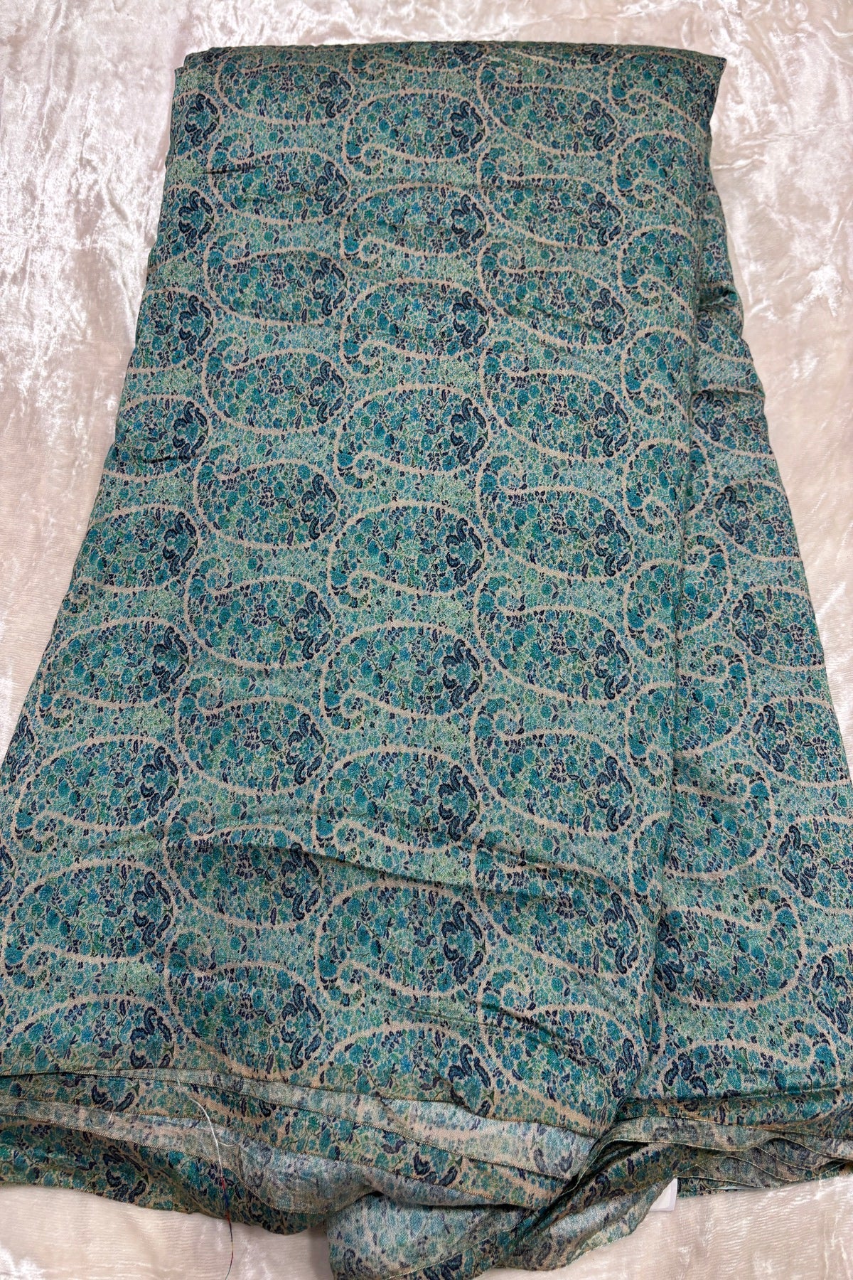 Paisley Motifs Inspired Printed Mogra Chanderi Fabric