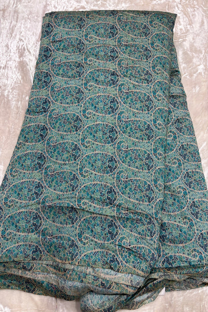 Paisley Motifs Inspired Printed Mogra Chanderi Fabric