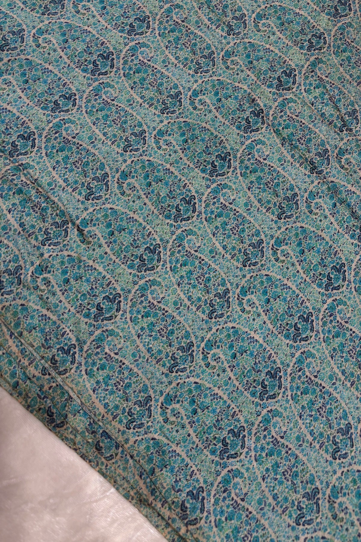 Paisley Motifs Inspired Printed Mogra Chanderi Fabric