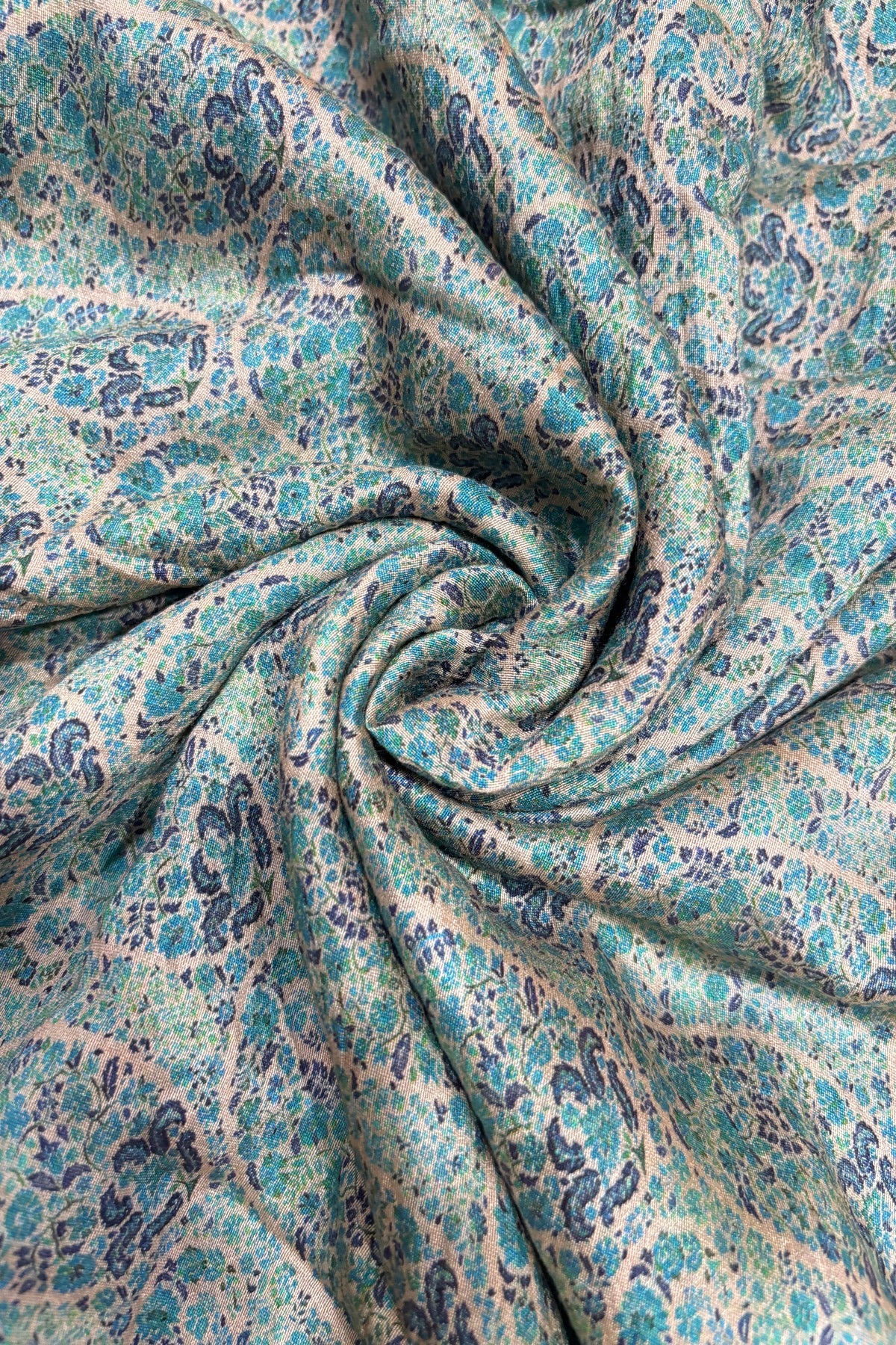 Paisley Motifs Inspired Printed Mogra Chanderi Fabric