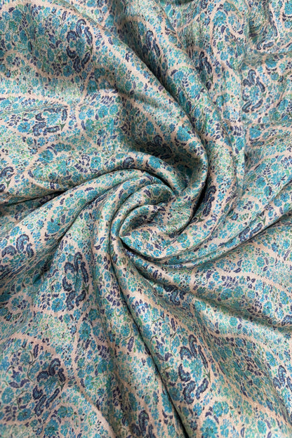 Paisley Motifs Inspired Printed Mogra Chanderi Fabric