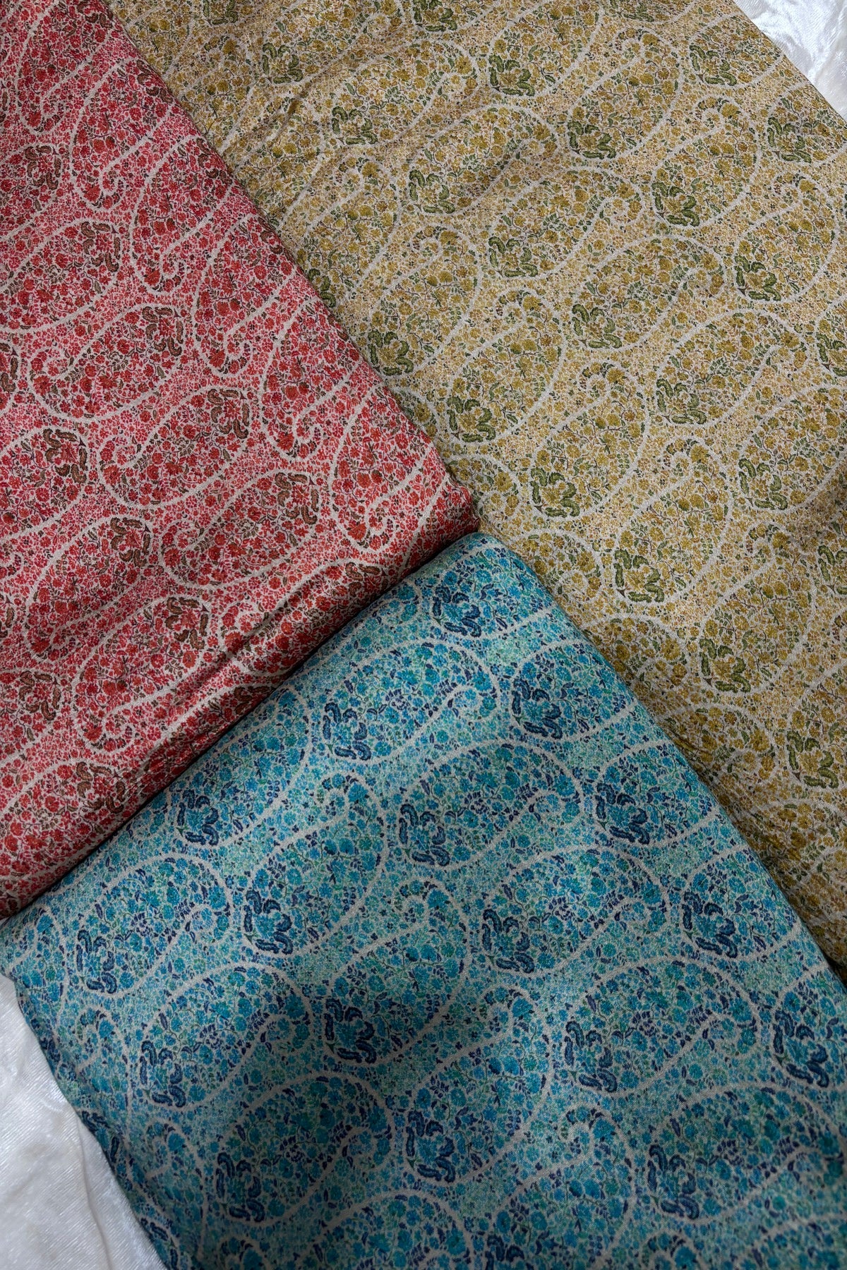 Paisley Motifs Inspired Printed Mogra Chanderi Fabric