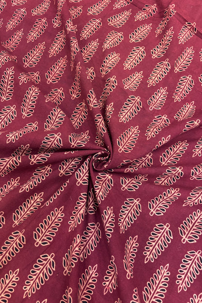 Pines Theme Ajrak Printed Pure Cotton Fabric