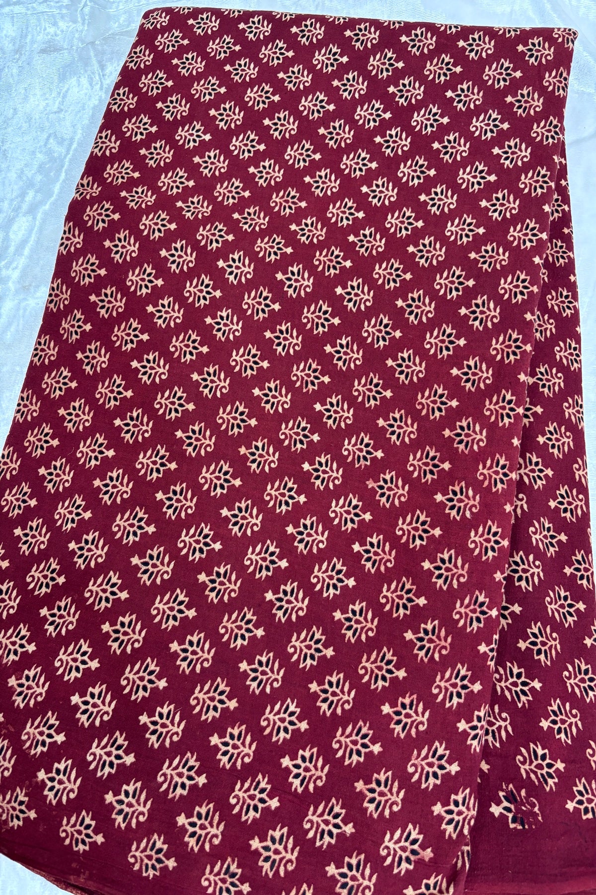 Floral Motif Theme Ajrak Printed Pure Cotton Fabric
