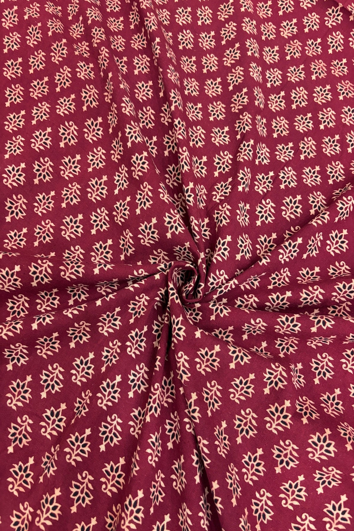 Floral Motif Theme Ajrak Printed Pure Cotton Fabric