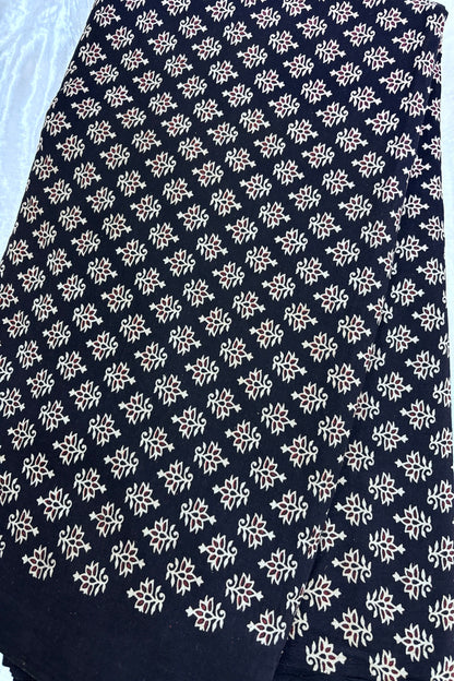 Floral Motif Theme Ajrak Printed Pure Cotton Fabric