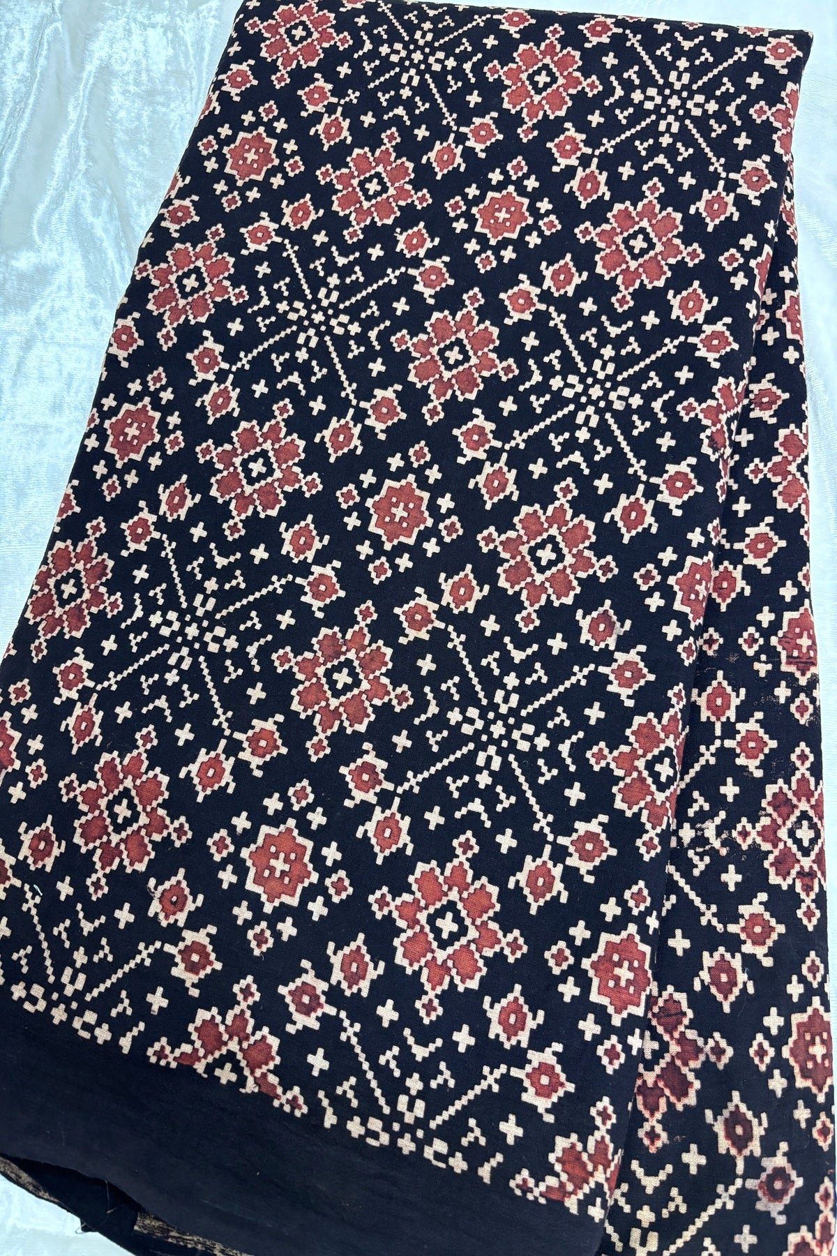 Patola Theme Ajrak Printed Pure Cotton Fabric