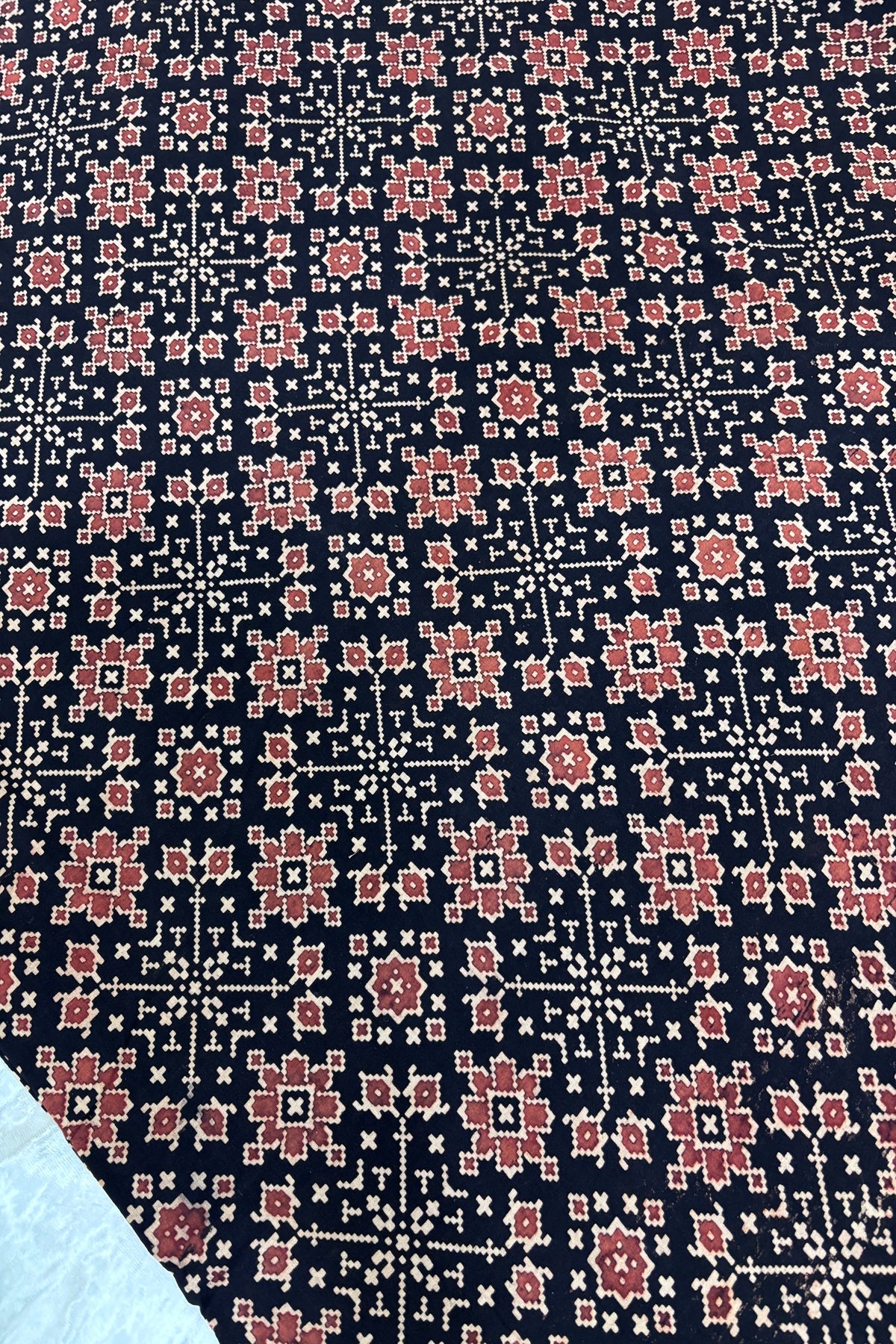 Patola Theme Ajrak Printed Pure Cotton Fabric