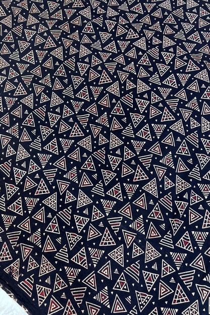 Geometric Shapes Ajrak Printed Pure Cotton Fabric