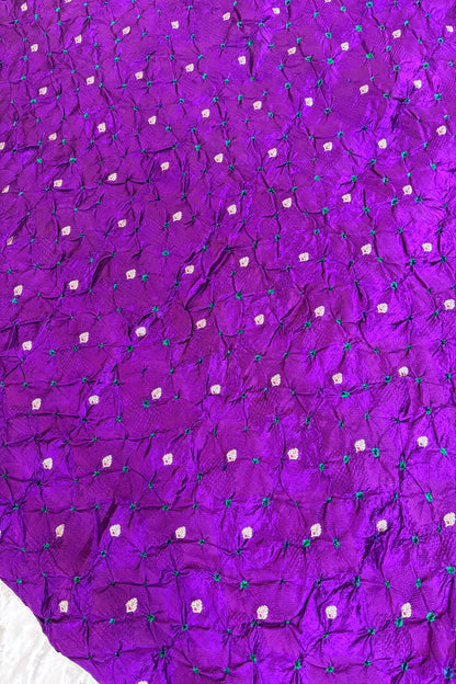 Pure Silk Embossed Zari Woven Bandhani Fabric With Gold Zari Meenakari Motifs