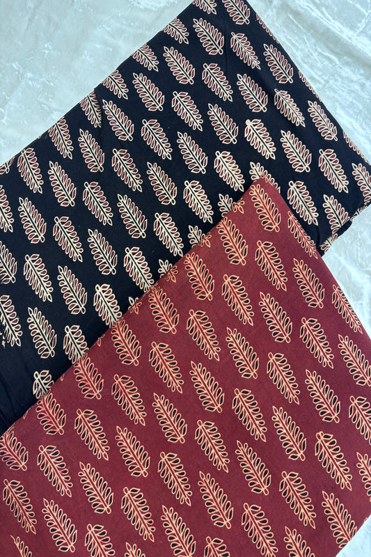 Pines Theme Ajrak Printed Pure Cotton Fabric