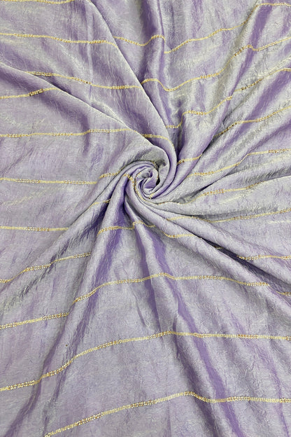 Cut Beads & Sequins Horizontal Lines Embroidered Space Silk Fabric