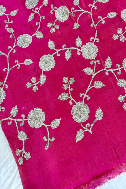 Kalamkari Inspired Floral Jaal printed Uppada Tissue Fabric