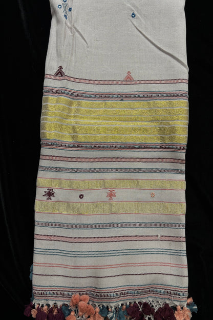 Misty Lavander Mirror Worked Handwoven Pure Kala Cotton Bujodi Dupatta
