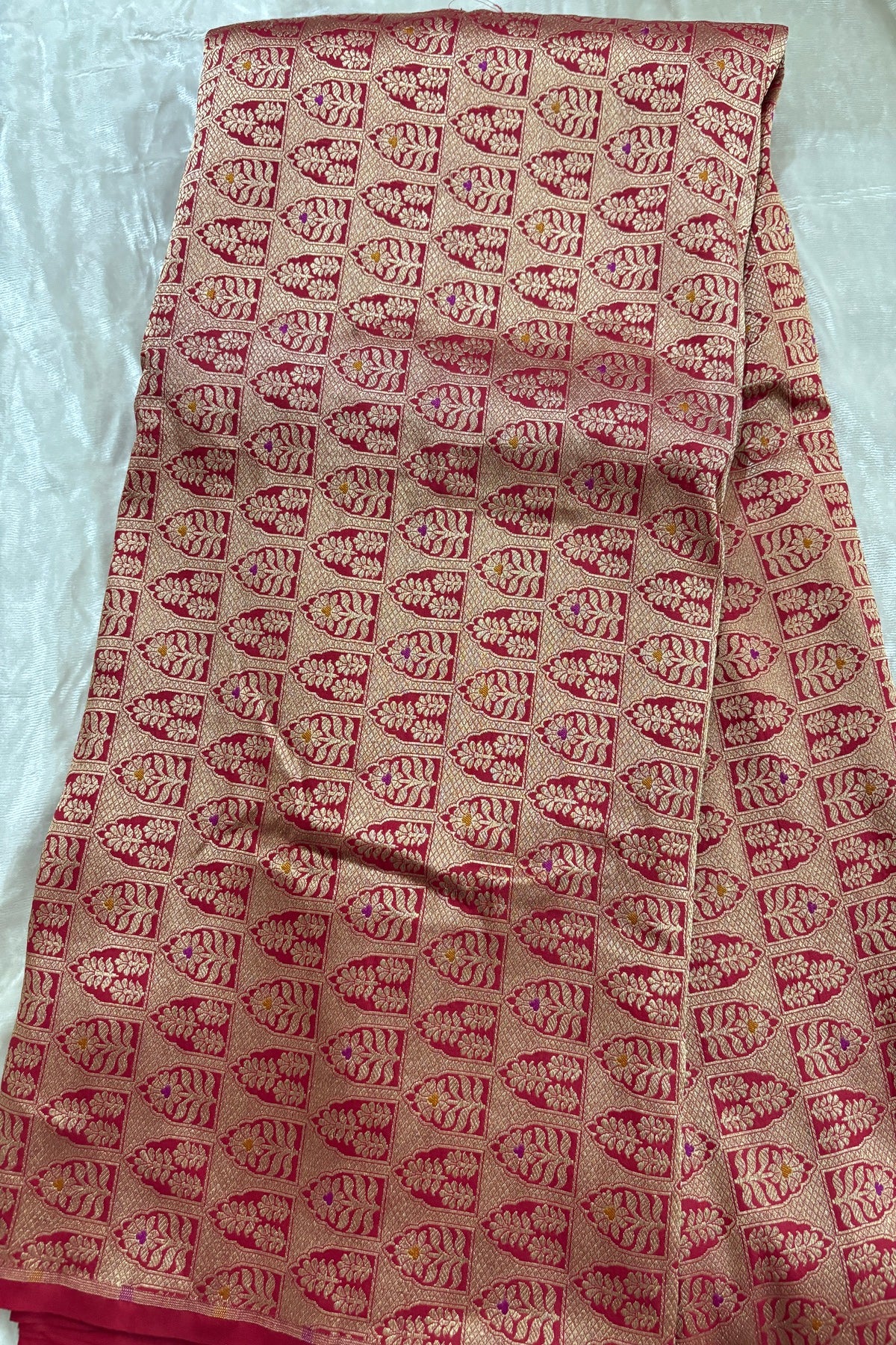 Meenakari Tilfi Inspired Handwoven Pure Banaras Katan Silk Fabric