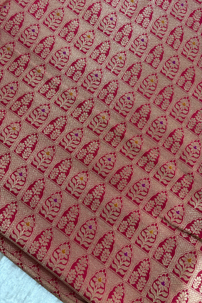Meenakari Tilfi Inspired Handwoven Pure Banaras Katan Silk Fabric