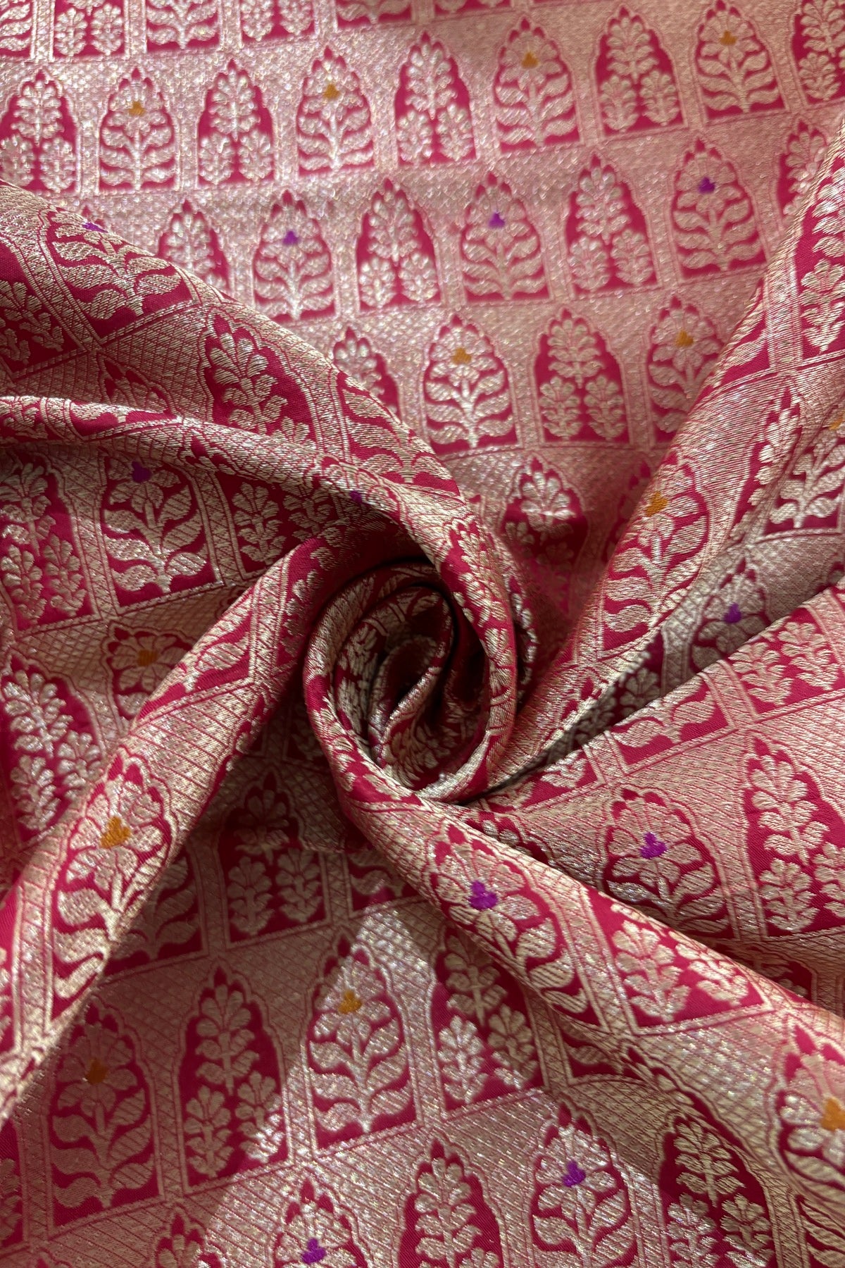 Meenakari Tilfi Inspired Handwoven Pure Banaras Katan Silk Fabric
