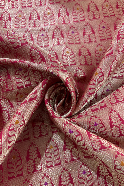Meenakari Tilfi Inspired Handwoven Pure Banaras Katan Silk Fabric