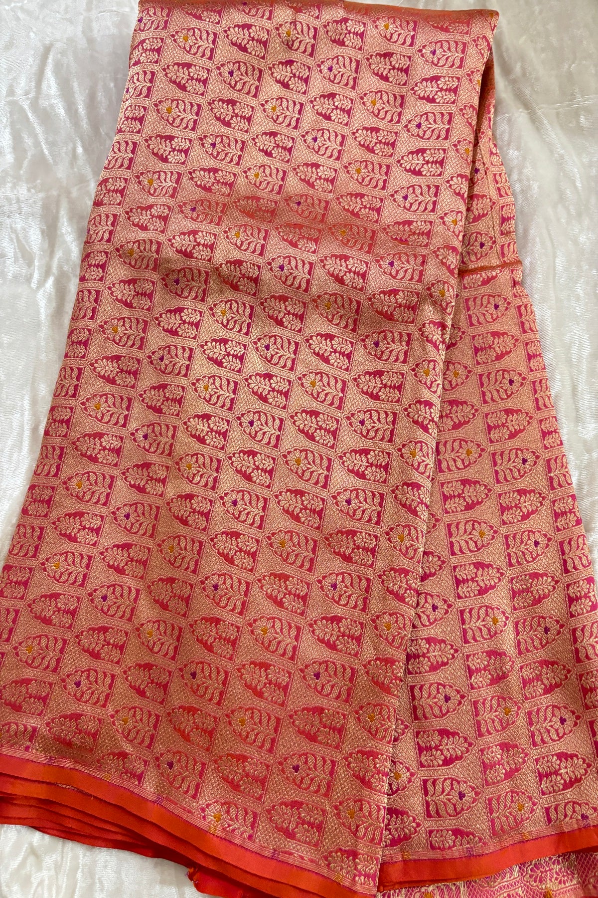 Meenakari Tilfi Inspired Handwoven Pure Banaras Katan Silk Fabric