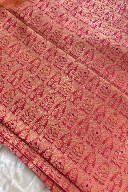 Meenakari Tilfi Inspired Handwoven Pure Banaras Katan Silk Fabric