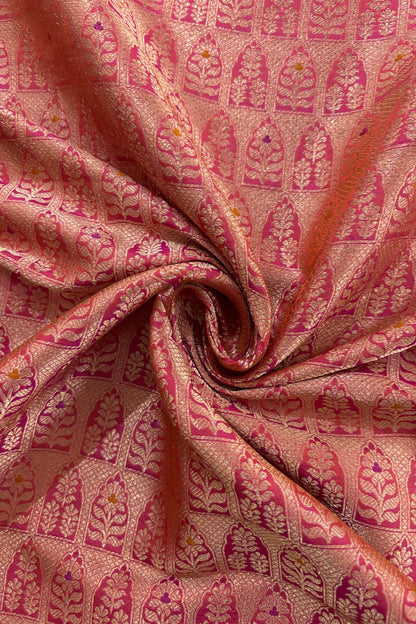 Meenakari Tilfi Inspired Handwoven Pure Banaras Katan Silk Fabric