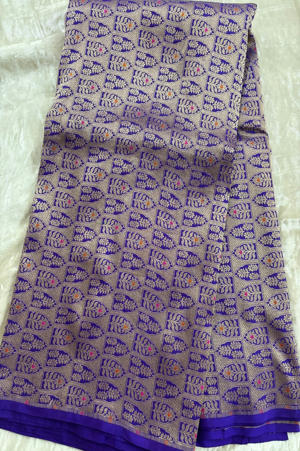 Meenakari Tilfi Inspired Handwoven Pure Banaras Katan Silk Fabric