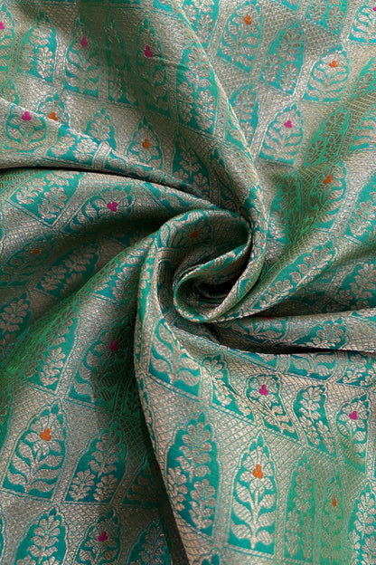 Meenakari Tilfi Inspired Handwoven Pure Banaras Katan Silk Fabric