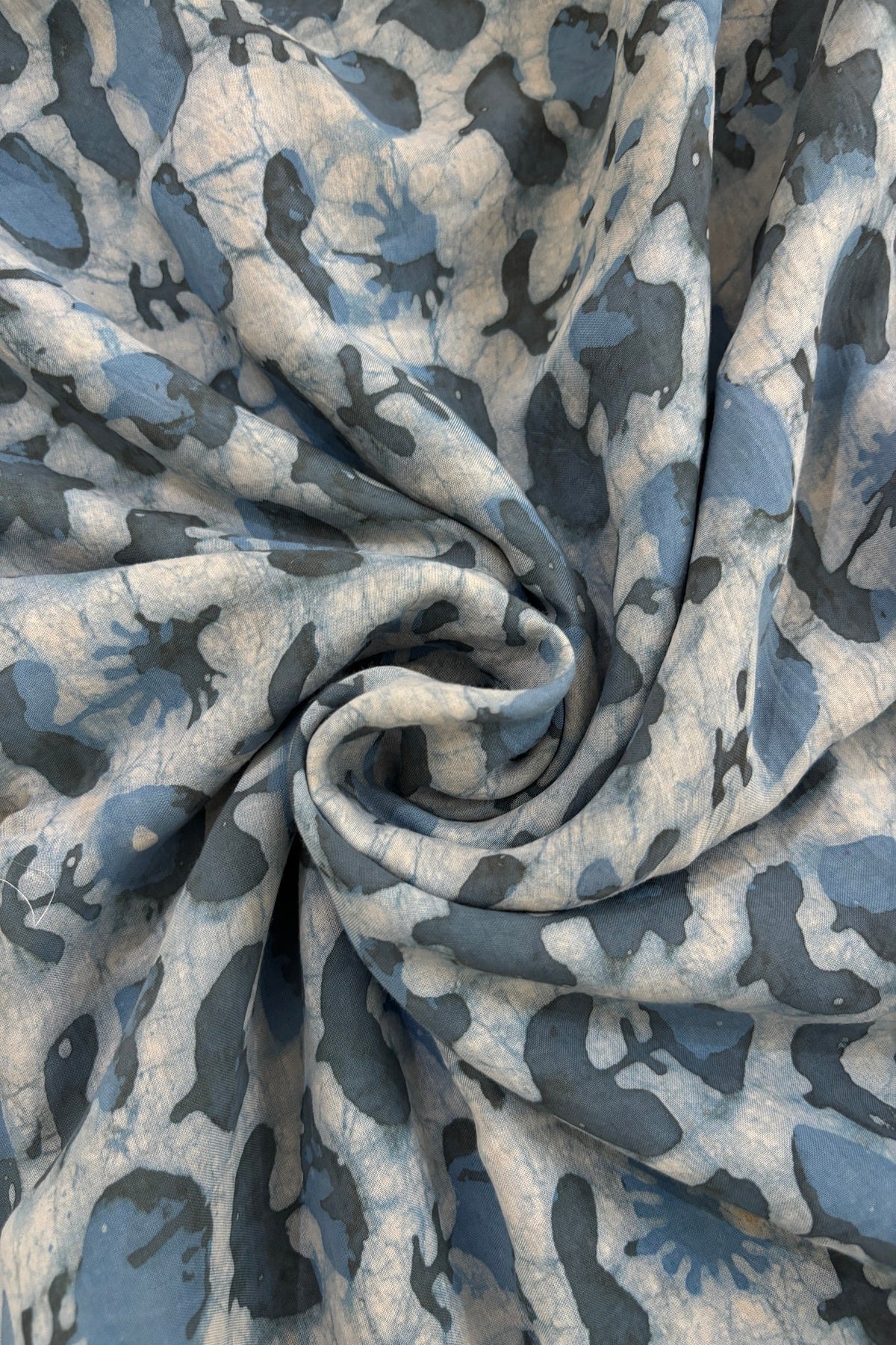 Abstract Floral HandBlock Printed Pure Modal Satin Fabric