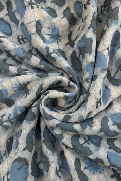 Abstract Floral HandBlock Printed Pure Modal Satin Fabric