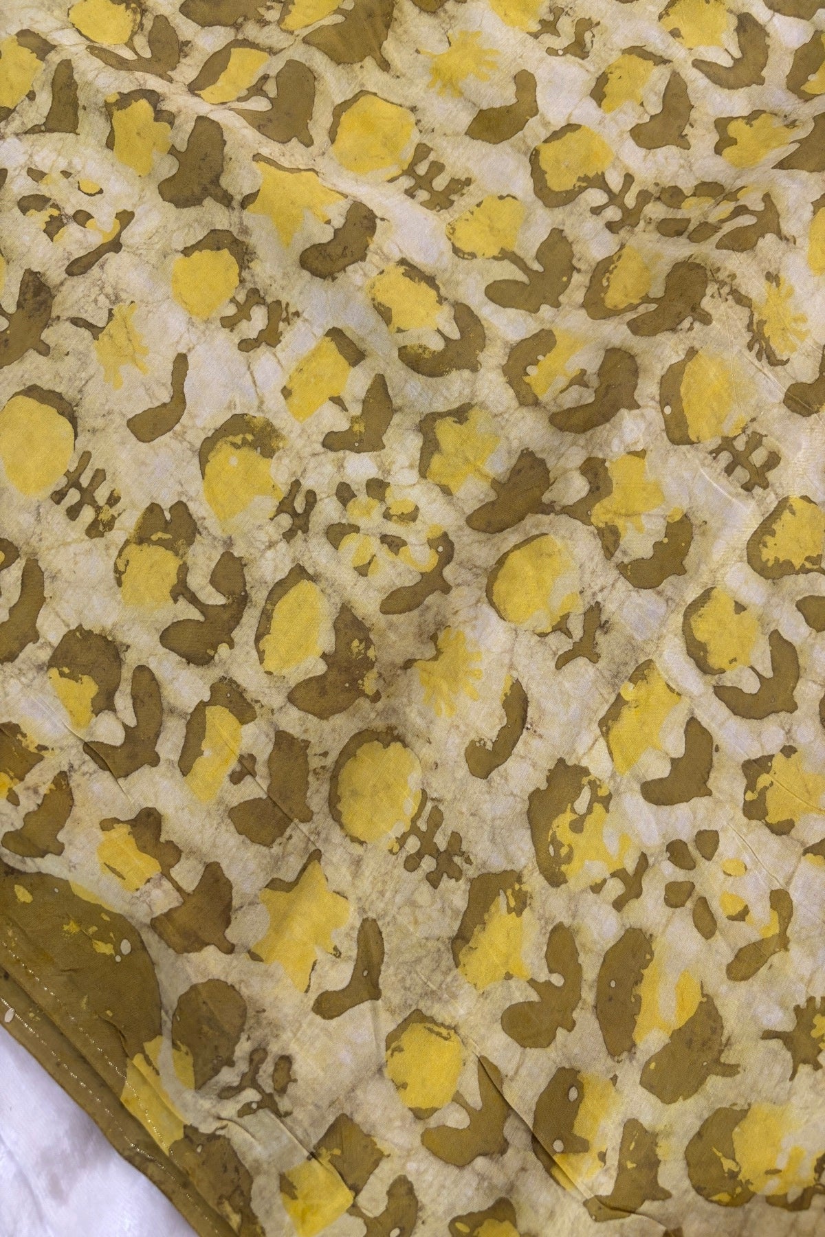 Abstract Floral HandBlock Printed Pure Modal Satin Fabric