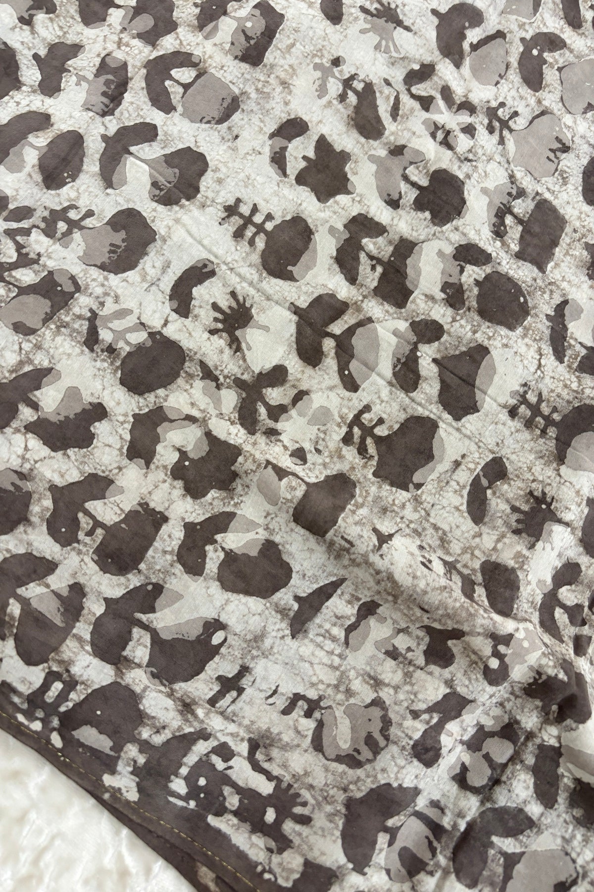 Abstract Floral HandBlock Printed Pure Modal Satin Fabric