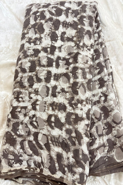 Abstract Floral HandBlock Printed Pure Modal Satin Fabric