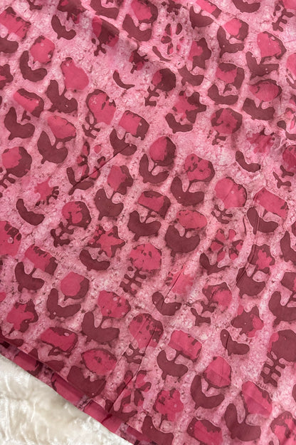 Abstract Floral HandBlock Printed Pure Modal Satin Fabric