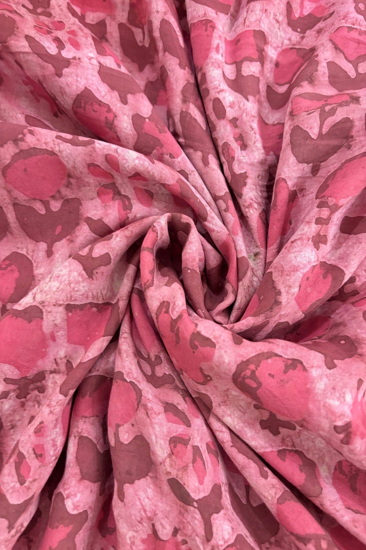 Abstract Floral HandBlock Printed Pure Modal Satin Fabric