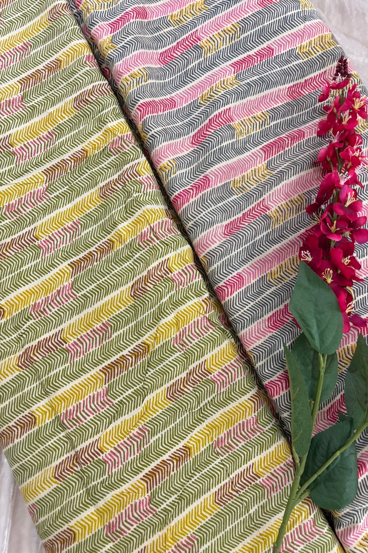 Chevron Style Digital Printed Rayon Cotton Fabric