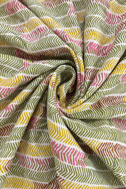 Chevron Style Digital Printed Rayon Cotton Fabric