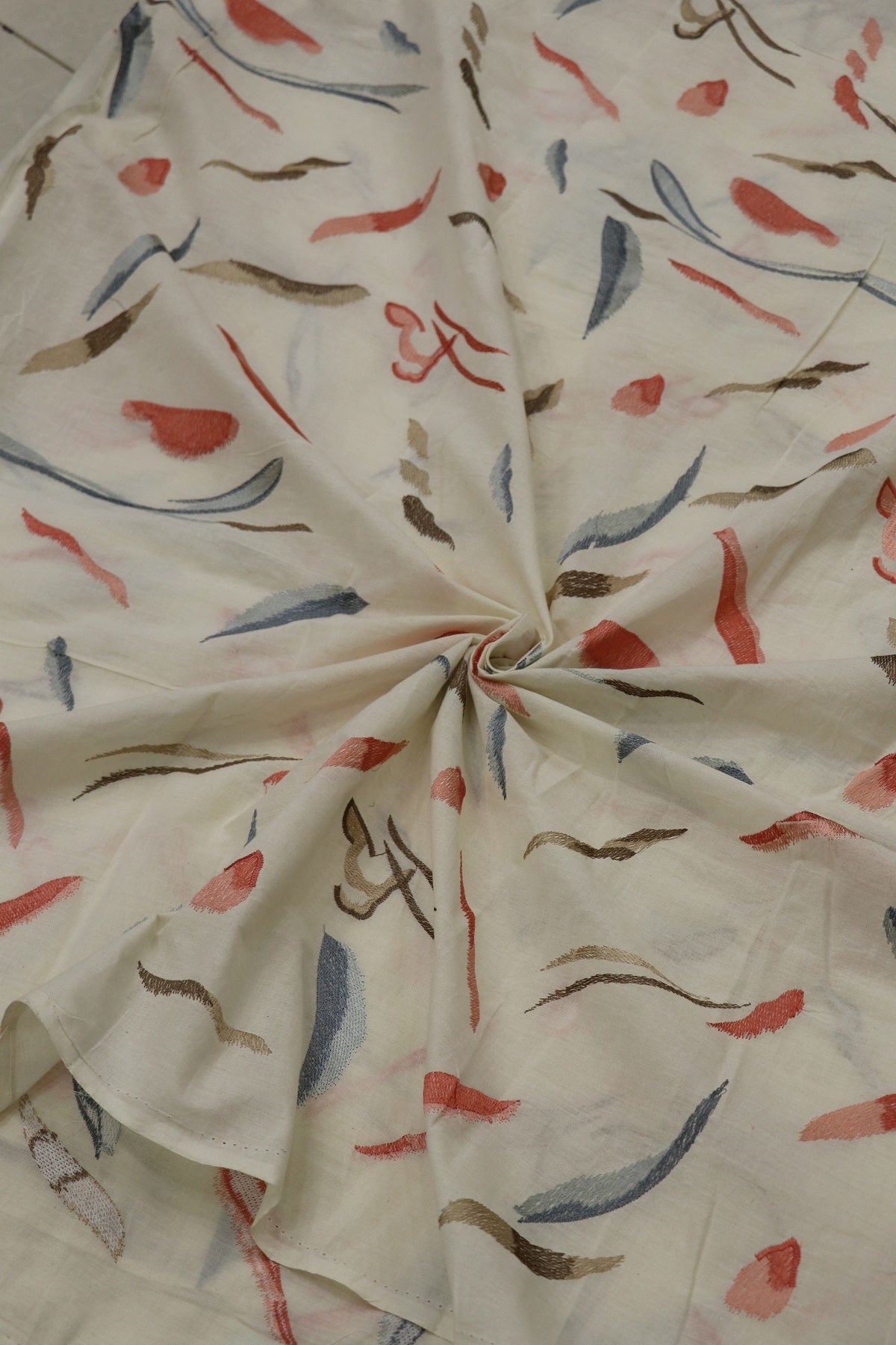 Multi Thread Embroidered Mul Cotton Fabric