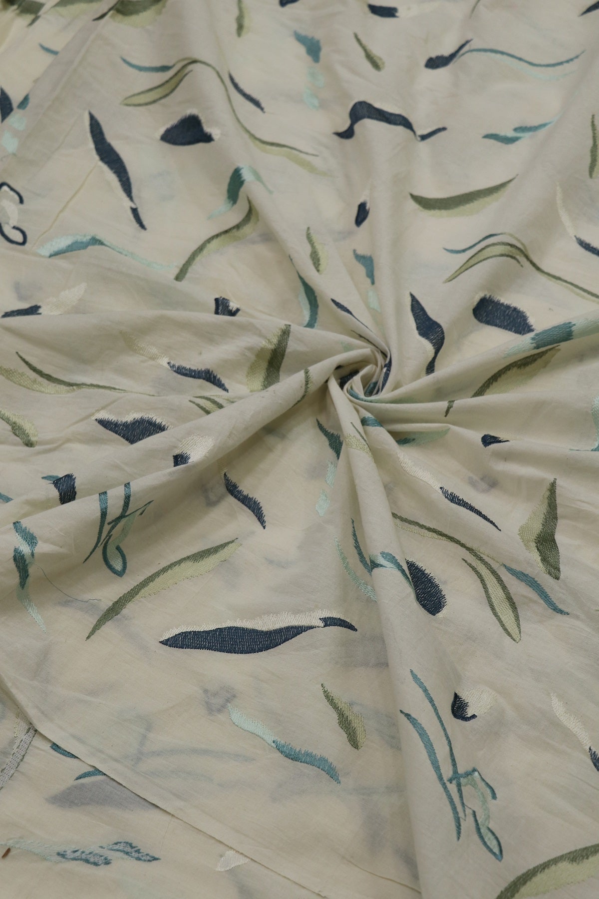 Multi Thread Embroidered Mul Cotton Fabric