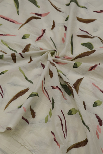 Multi Thread Embroidered Mul Cotton Fabric