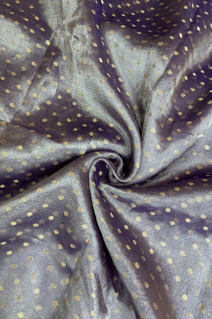 Gold & Silver Polka Dots Zari Woven Pure Organza Tissue Fabric