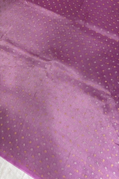 Gold & Silver Polka Dots Zari Woven Pure Organza Tissue Fabric