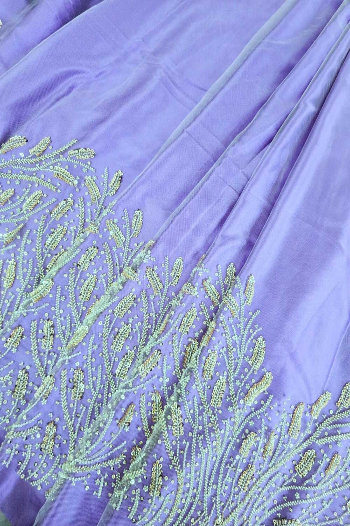 Coral Reef Patterned Cutbeads & Sequins Embroidered Net Fabric