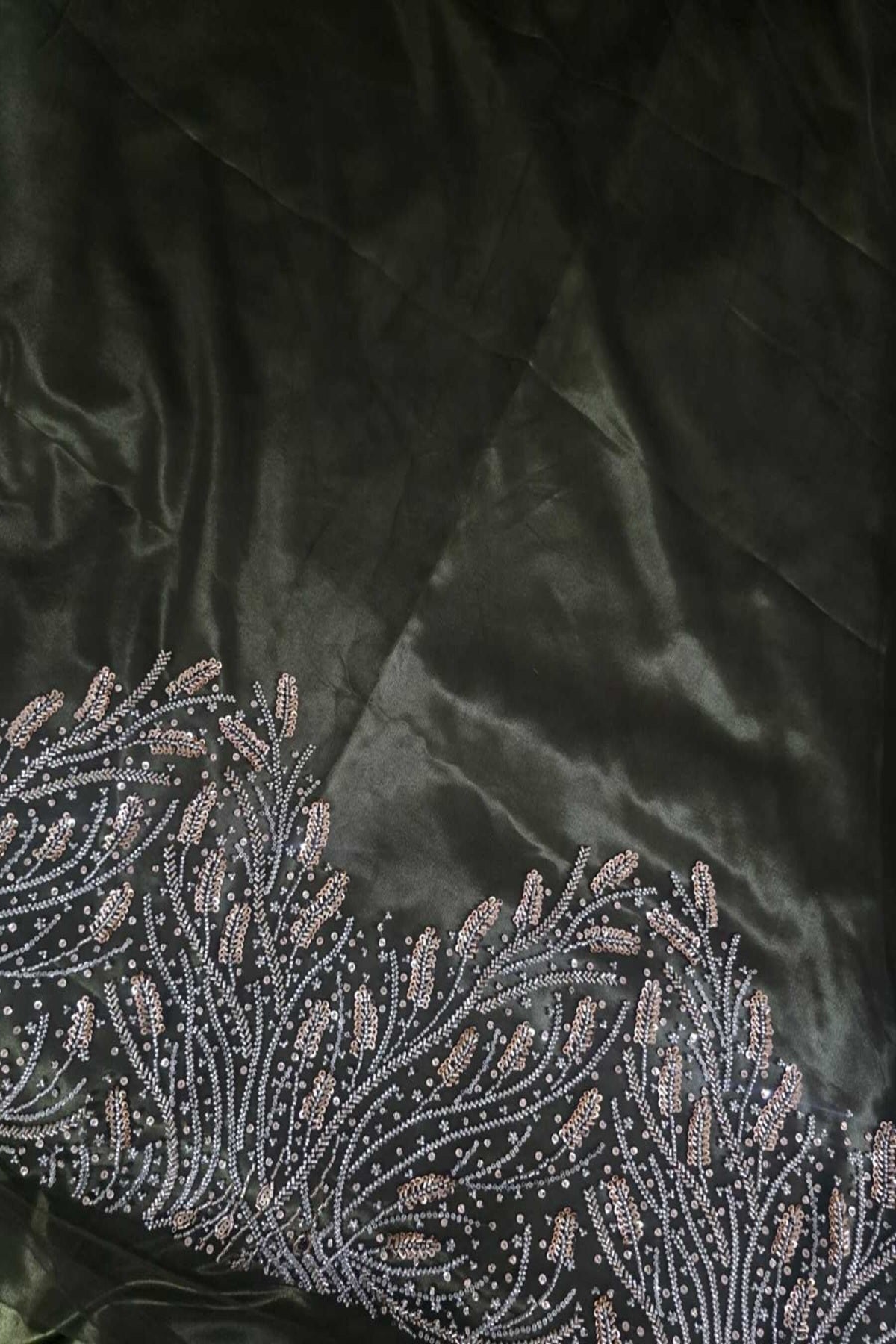 Coral Reef Patterned Cutbeads & Sequins Embroidered Net Fabric