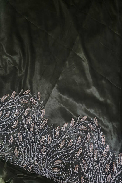 Coral Reef Patterned Cutbeads & Sequins Embroidered Net Fabric